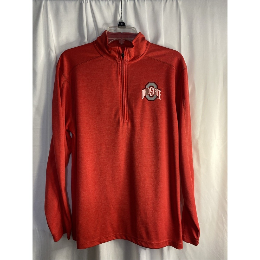 Scarlet & Gray Ohio State Pullover Mens Small Red Excellent 1/4 Zip Mock Neck